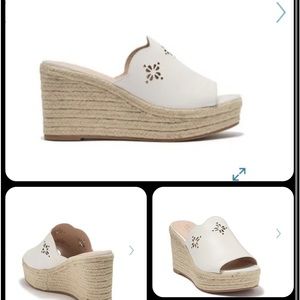 Kate Spade new York Tia Espadrille Wedge Leather Sandals White 7.5